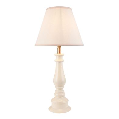 Myrtle And Ivy 25cm Vintage White Shade Table Lamp With Gloss Almond White Base