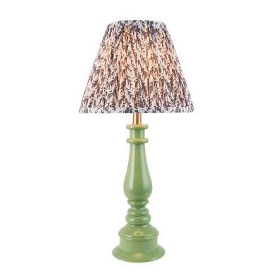 Myrtle And Leaf 25cm Pearl Grey Shade Table Lamp With Gloss Cotswold Green Base