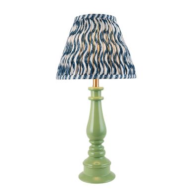 Myrtle And Ripple 25cm Marin Blue Shade Table Lamp With Gloss Cotswold Green Base