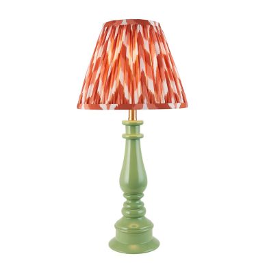 Myrtle And Zigzag 25cm Apricot Orange Shade Table Lamp With Gloss Cotswold Green Base