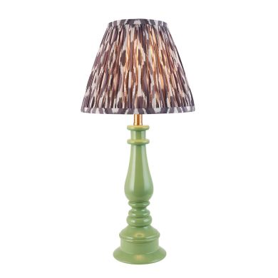 Myrtle And Ikat 25cm Pearl Grey Shade Table Lamp With Gloss Cotswold Green Base