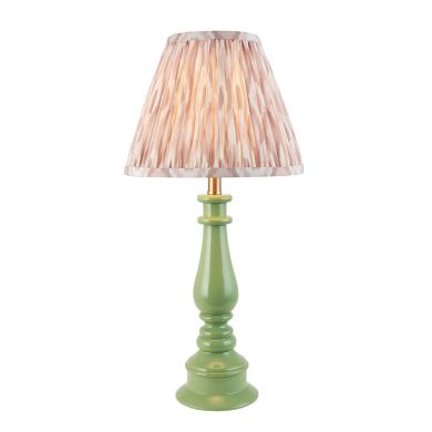 Myrtle And Ikat 25cm Neutral Shade Table Lamp With Gloss Cotswold Green Base