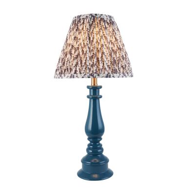 Myrtle And Leaf 25cm Pearl Grey Shade Table Lamp With Gloss Marlin Blue Base