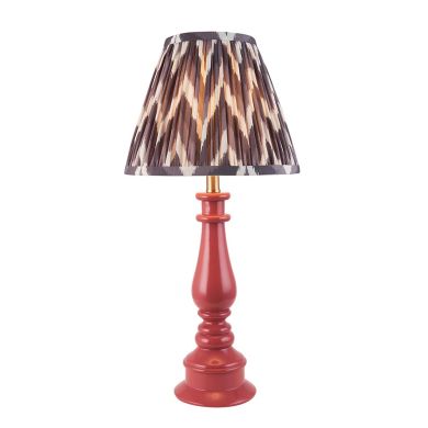 Myrtle And Zigzag 25cm Pearl Grey Shade Table Lamp With Gloss Pink Clay Base