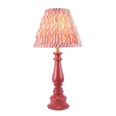 Myrtle And Ripple 25cm Coral Pink Shade Table Lamp With Gloss Pink Clay Base
