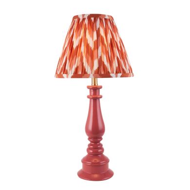 Myrtle And Zigzag 25cm Apricot Orange Shade Table Lamp With Gloss Pink Clay Base