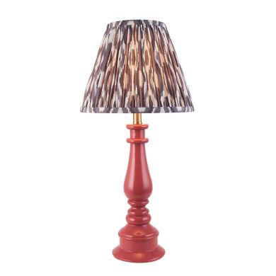 Myrtle And Ikat 25cm Pearl Grey Shade Table Lamp With Gloss Pink Clay Base