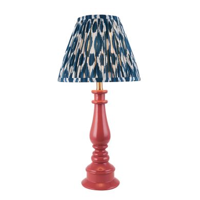 Myrtle And Ikat 25cm Marlin Blue Shade Table Lamp With Gloss Pink Clay Base