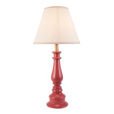 Myrtle And Ivy 25cm Vintage White Shade Table Lamp With Gloss Pink Clay Base