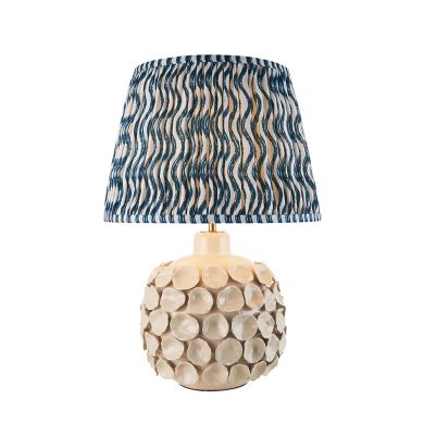 Bibury And Ripple 16cm Marlin Blue Fabric Shade Table Lamp In Natural Ash