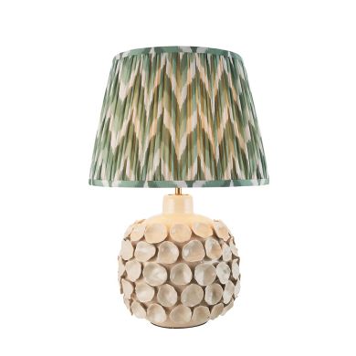 Bibury And Ripple 16cm Pearl Grey Fabric Shade Table Lamp In Satin Marlin Blue