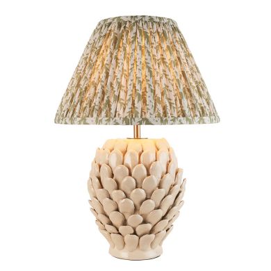 Layered Leaf And Leaf 30cm Herb Garden Green Shade Table Lamp With Round Ivory Ceramic Base