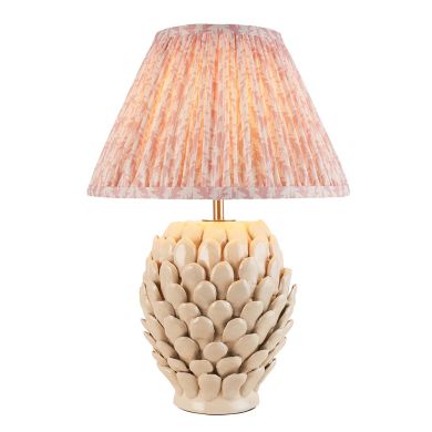 Layered Leaf And Leaf 30cm Peachy Keen Shade Table Lamp With Round Ivory Ceramic Base