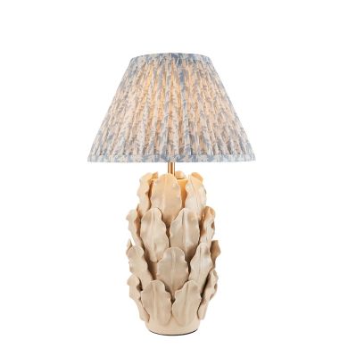 Layered Leaf And Leaf 30cm Shell Bay Blue Shade Table Lamp With Ivory Ceramic Base