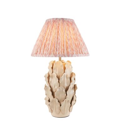 Layered Leaf And Leaf 30cm Peachy Keen Shade Table Lamp With Ivory Ceramic Base