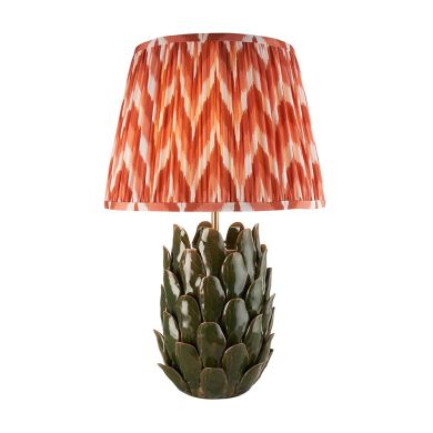 Layered Leaf And Zigzag 35cm Apricot Orange Shade Table Lamp With Round Ivory Ceramic Base
