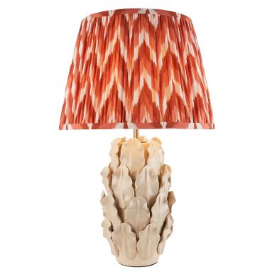 Layered Leaf And Zigzag 35cm Apricot Orange Shade Table Lamp With Ivory Ceramic Base