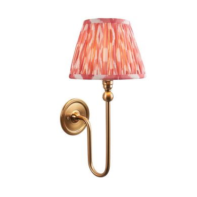 Santiago And Ikat 20cm Coral Pink Shade Wall Light In Brushed Aged Brass