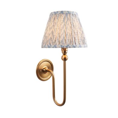 Santiago And Leaf 20cm Shell Bay Blue Shade Wall Light In Brushed Aged Brass