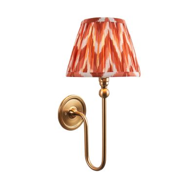 Santiago And Zigzag 20cm Apricot Orange Shade Wall Light In Brushed Aged Brass