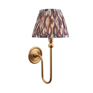 Santiago And Ikat 20cm Peral Grey Shade Wall Light In Brushed Aged Brass