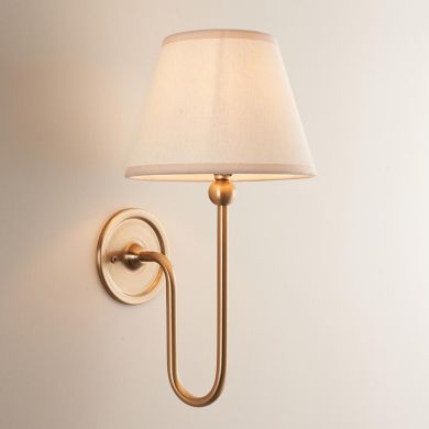 Santiago And Ivy 20cm Vintage White Shade Wall Light In Brushed Aged Brass