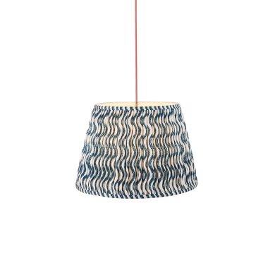Eltham And Ripple 40cm Marlin Blue Shade Ceiling Light With Red Colour Braided Cable