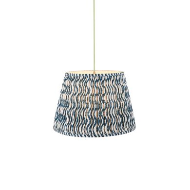 Eltham And Ripple 40cm Marlin Blue Shade Ceiling Light With Green Colour Braided Cable
