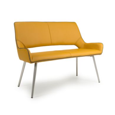 Mako Leather Effect Dining Bench In Yellow