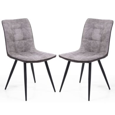 Rodeo Light Grey Suede Effect Dining Chairs In Pair
