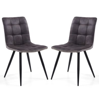 Rodeo Dark Grey Suede Effect Dining Chairs In Pair