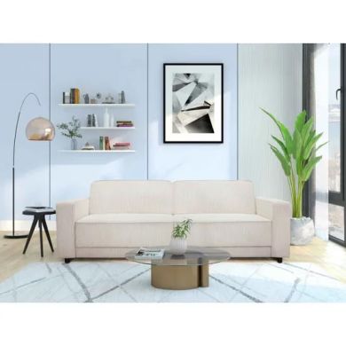 Allie Corduroy Fabric 3 Seater Sofa Bed In Cream