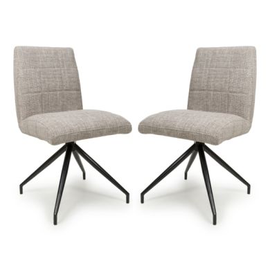Laurel Oatmeal Tweed Fabric Dining Chairs In Pair