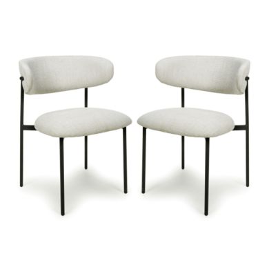 Marisa Natural Linen Effect Fabric Dining Chairs In Pair