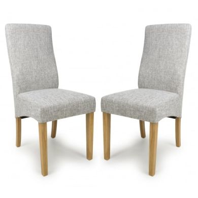 Bailey Grey Weave Linen Effect Fabric Dining Chairs In Pair