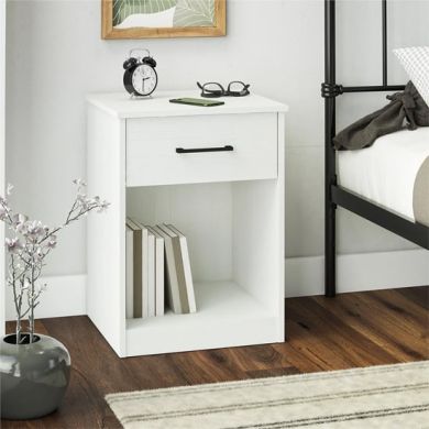 Brez Wooden Bedside Cabinet With 1 Drawer In White