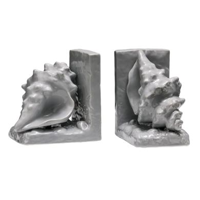 Imperia Dolomite Set Of 2 Conch Bookends In Grey