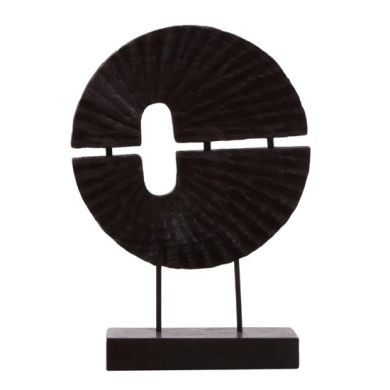 Lacuna Round Wooden Sculpture In Black