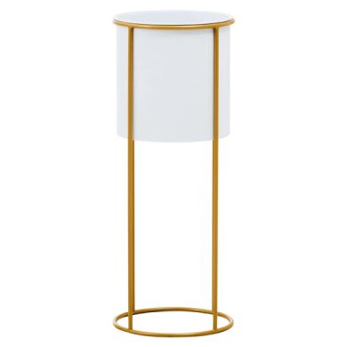 Trosa Large Metal Floor Standing Planter In White And Gold