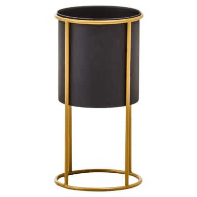 Trosa Large Metal Floor Standing Planter In Black And Gold
