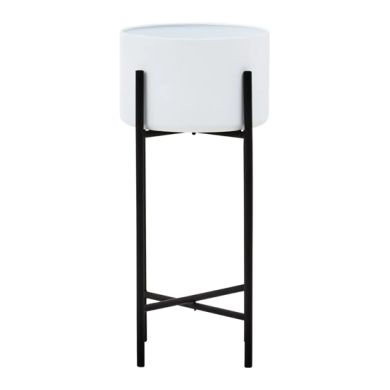 Trosa Large Metal Floor Standing Planter In White And Black