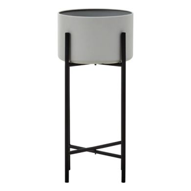 Trosa Large Metal Floor Standing Planter In Grey And Black
