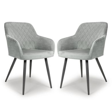 Marina Grey Brushed Velvet Dining Chairs In Pair