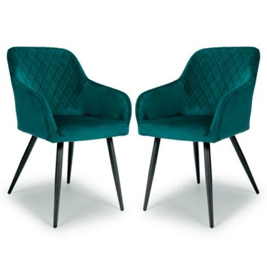 Marina Mint Green Brushed Velvet Dining Chairs In Pair