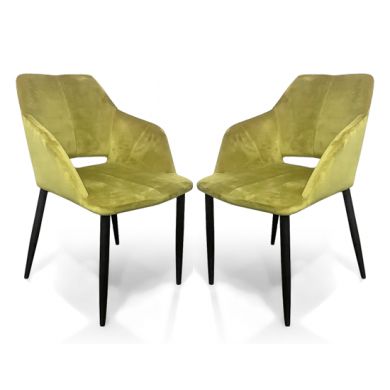 Nero Lime Gold Brushed Velvet Dining Chairs In Pair