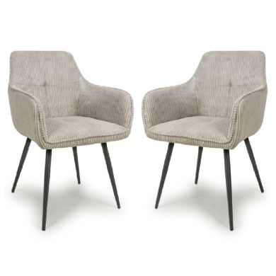 Denver Mink Corduroy Fabric Dining Chairs In Pair