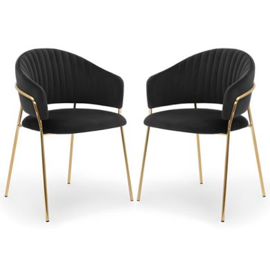 Maya Black Brushed Velvet Dining Chairs In Pair