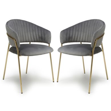 Maya Grey Brushed Velvet Dining Chairs In Pair