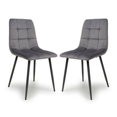 Madison Grey Brushed Velvet Dining Chairs In Pair