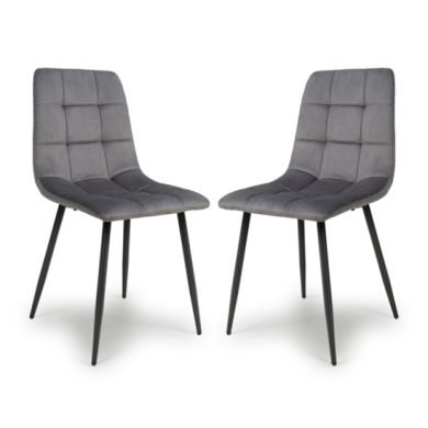 Madison Grey Brushed Velvet Dining Chairs In Pair